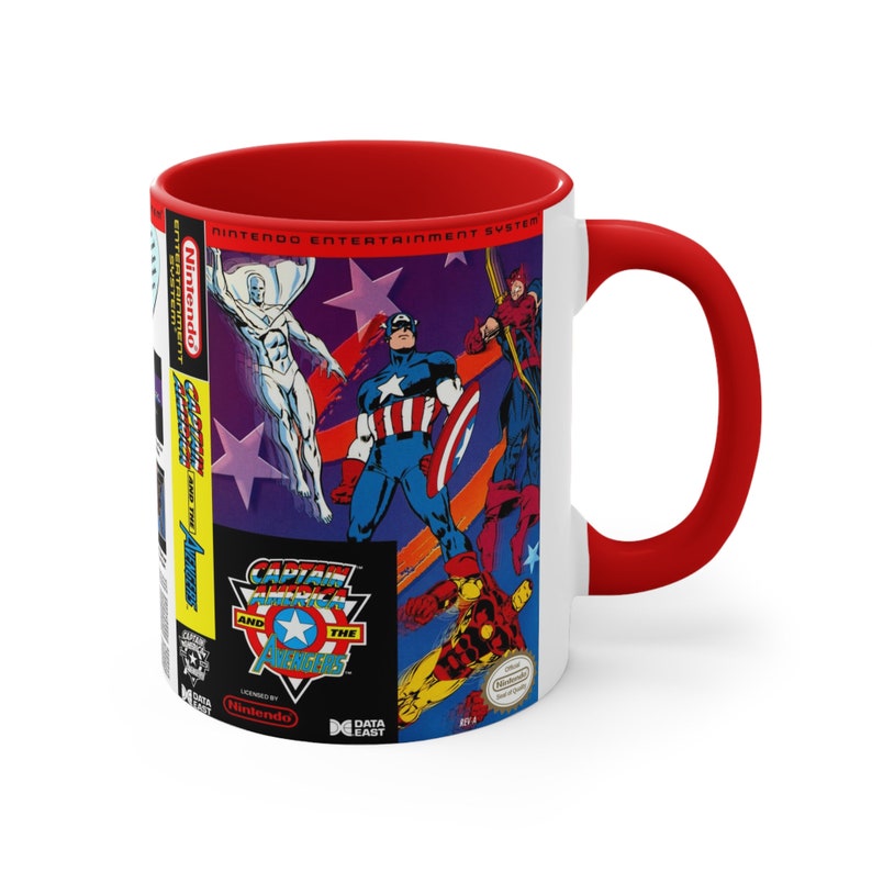 Capitán América y los Vengadores NES 8 bits caja de juego cubierta famicom Accent taza de café, 11 oz 1 imagen 10