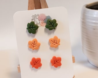 Boucles d’oreilles en argile d’automne- Boucles d’oreilles Leaf Clay Stud- Boucles d’oreilles en argile d’automne- Cadeau pour elle- Boucles d’oreilles pour l’automne- Boucles d’oreilles Leaf Stud- Clay Stud Pack