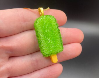 Green Jewel Encrusted Popsicle Pendant