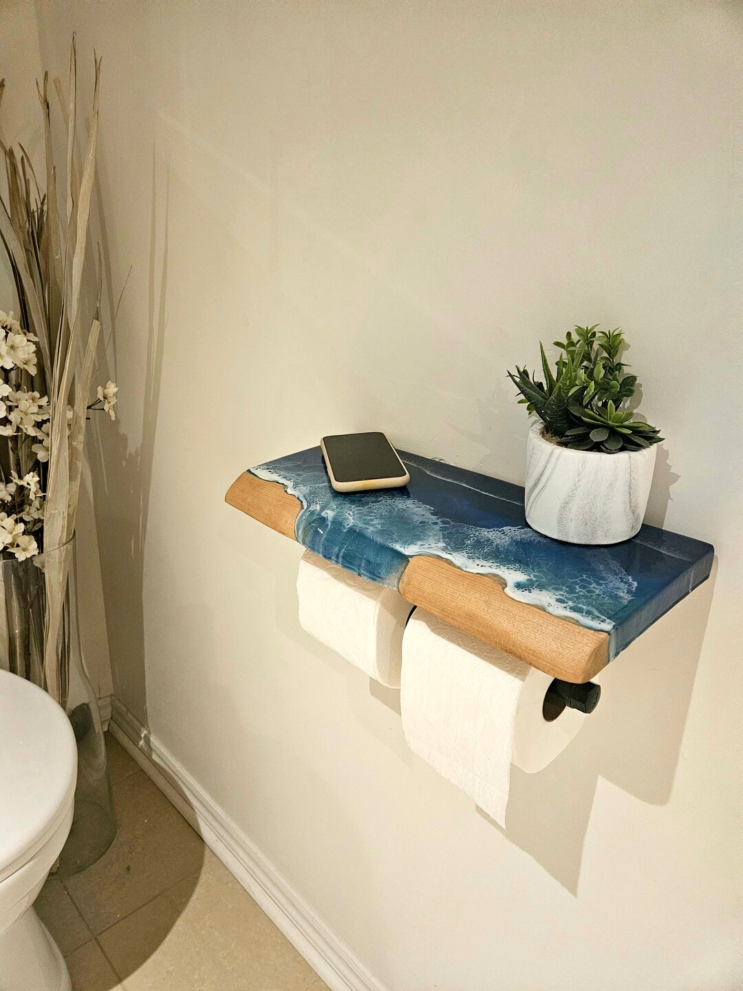 Double Toilet Paper Ocean Resin Shelf Holder / Single Toilet Paper ...