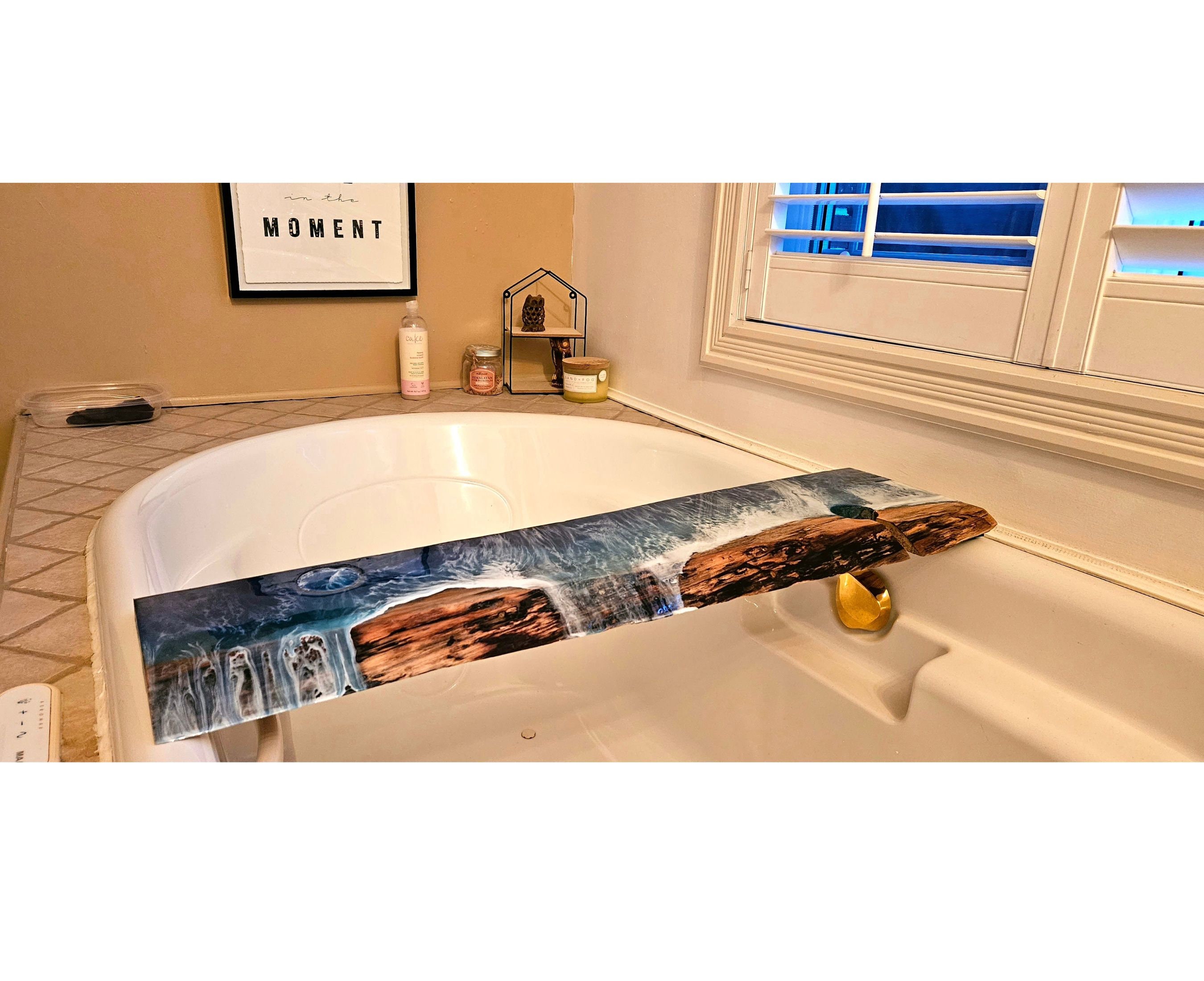 Bath Tray, Bathroom Tray, Resin Ocean Board, Bathroom Organizer, Tub Tray,  Bathtub Tray, Epoxy Table 