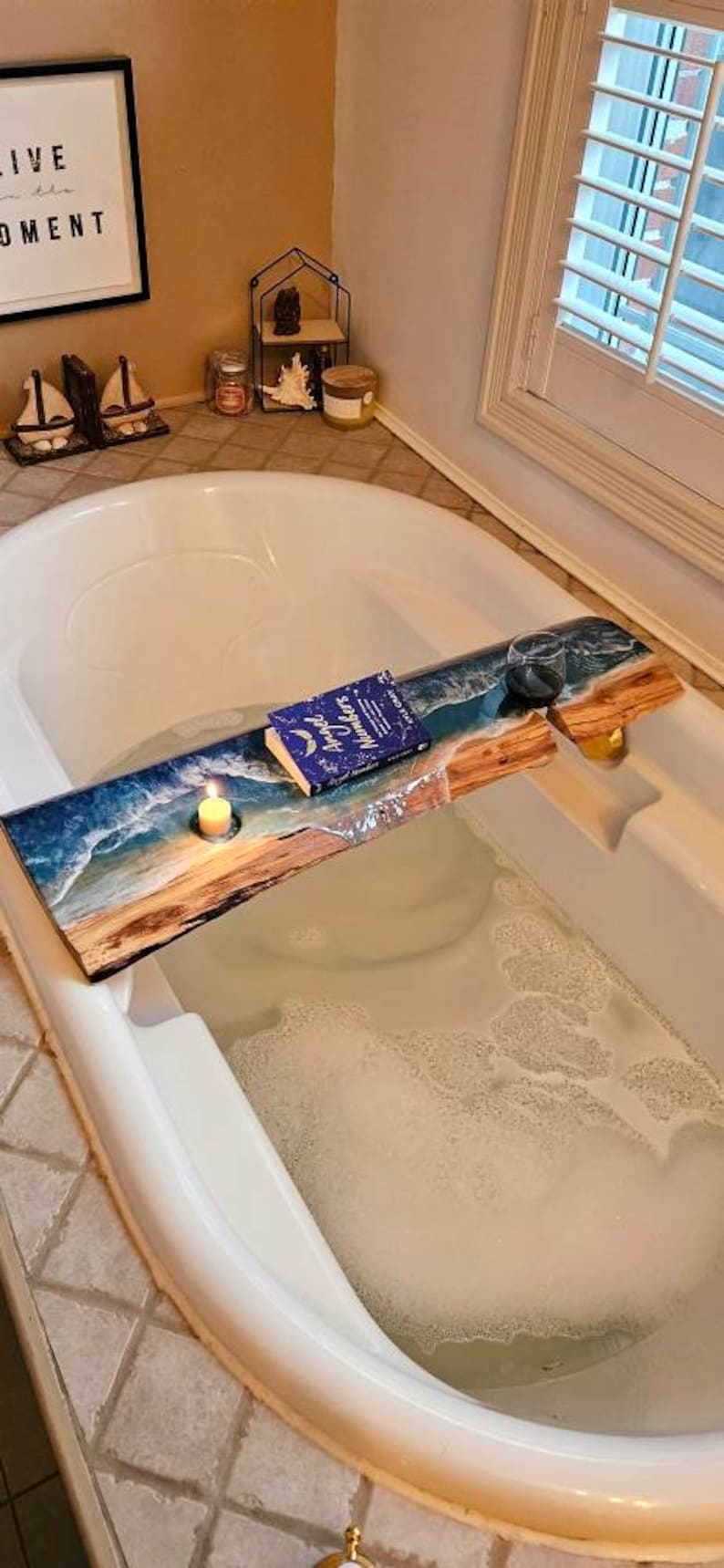 Bath caddy, Bath Board, bath tub tray, Bathroom Decor