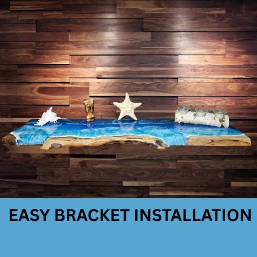 Ocean Resin Floating Shelf: Live Edge Coastal Wood Shelf - Etsy