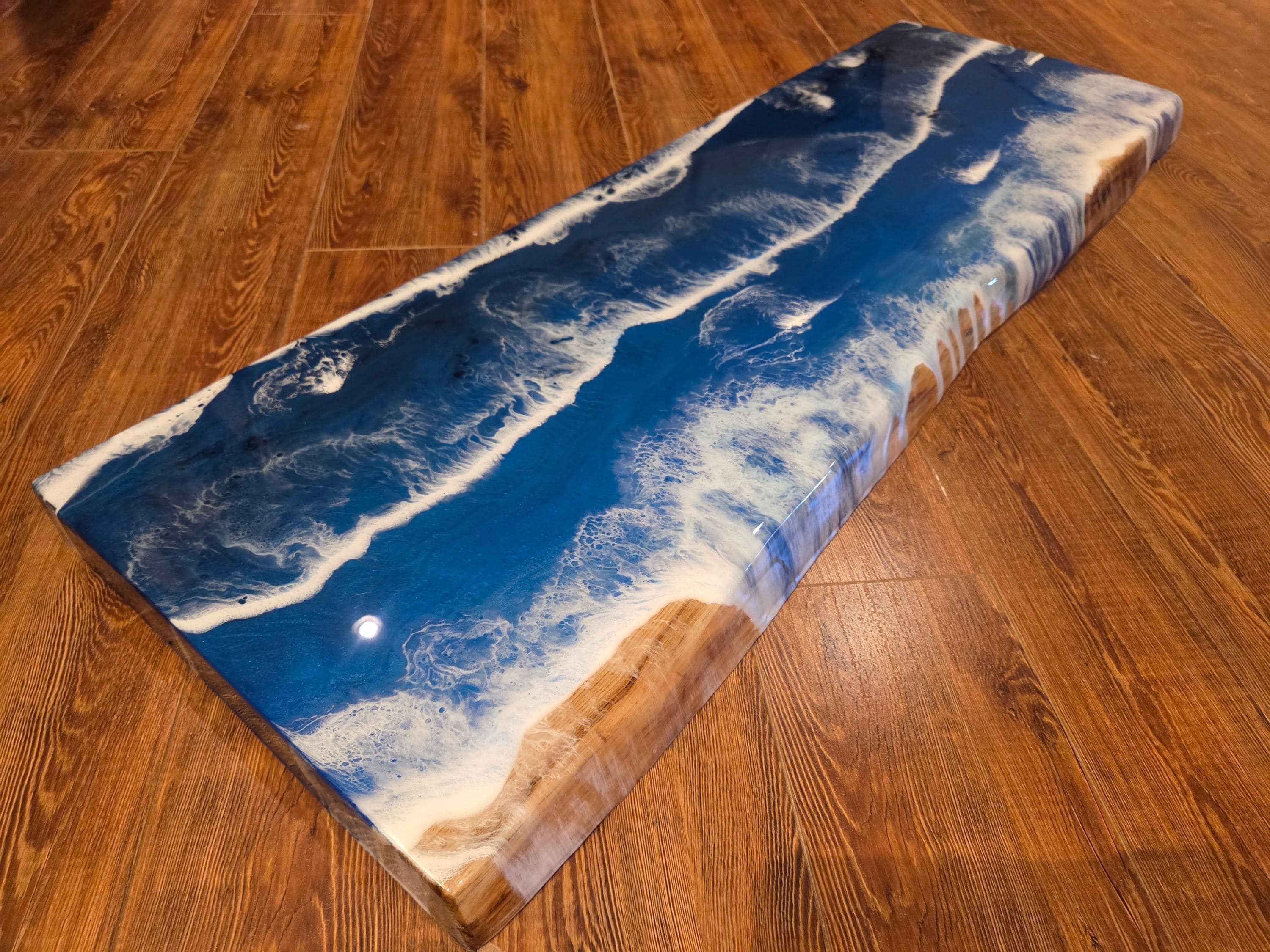 Live Edge Ocean Resin Bar Top: Handmade Acacia Wood Epoxy Counter - Etsy