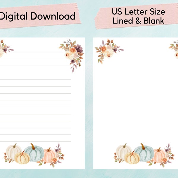 Printable Thanksgiving Writing Paper, fall writing paper, digital writing paper, writing sheet, printable stationery, instant download