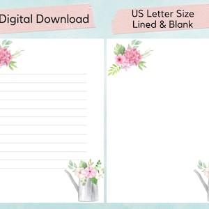 Papel de escritura floral de primavera imprimible, papel de carta floral, flor, primavera, jardinería, álbum de recortes, diario, cuaderno, amigo por correspondencia, papelería