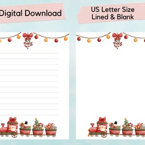Papel de carta imprimible de Navidad, papel de escritura de Santa, página del diario de Navidad, hoja de escritura, papelería imprimible, descarga instantánea