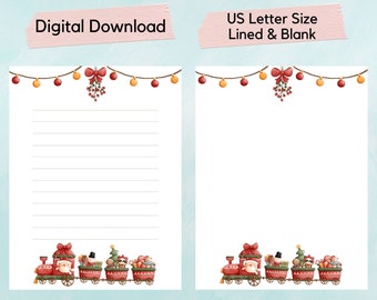 Christmas Printable Letter Paper, Santa writing paper, Christmas journal page, writing sheet, printable stationery, instant download