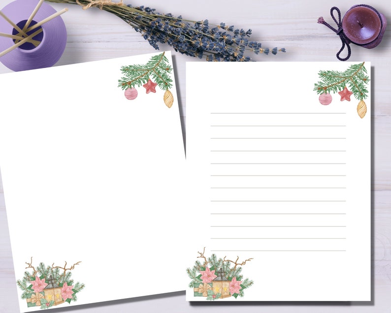 Printable Christmas Decor Letter Paper, Holiday Writing Paper, Journal ...