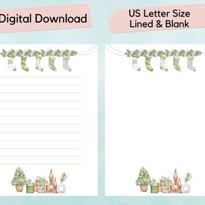 Christmas Letter Paper Printable, Christmas writing paper, Winter writing paper, printable writing paper, instant download