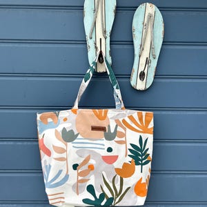 Bag, Canvas Tote XL- Boho fern shopping tote, reusable toe, teachers tote, yoga bag, library bag
