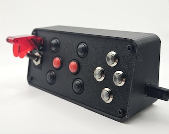 Sim Racing Button Box: 10-Button LED Toggle Switch for PC