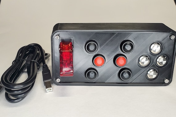 PC Sim Racing Button Box - 12 Function Button, Plug and Play USB, AMPS  Mountable