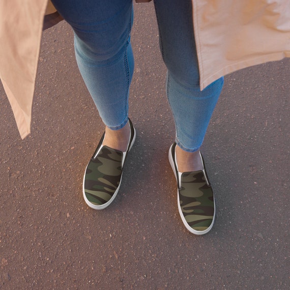 Green Camouflage | Women's Slip-on Canvas Shoes