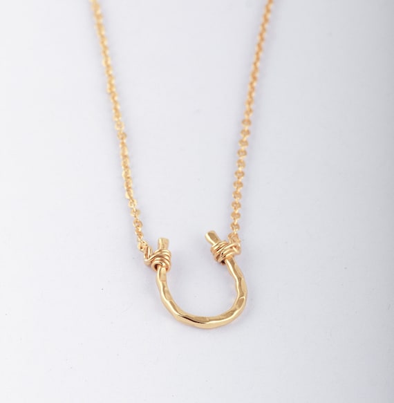 Horseshoe Necklace 14k Gold Vermeil Necklace Horseshoe Charm Etsy