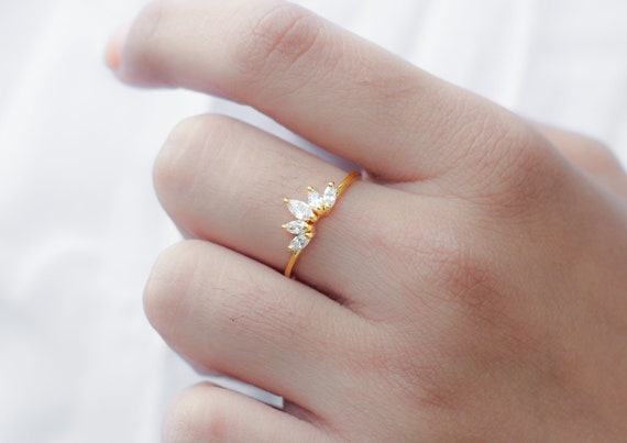 Tiara Ring, Curved Band Ring, Crown Ring, 14k Gold Vermeil Ring, Princess  Ring, Wedding Ring, Engagement Ring, Anniversary Gift - Etsy