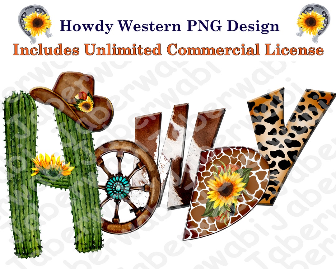 Western PNG Design Sunflower Animal Print Cowhide Unlimited Commercial