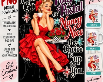 Retro Woman PNG Clipart, Sassy Sarcastic Quote, Vintage 1950s Pinup Sublimation Design, Digital Download