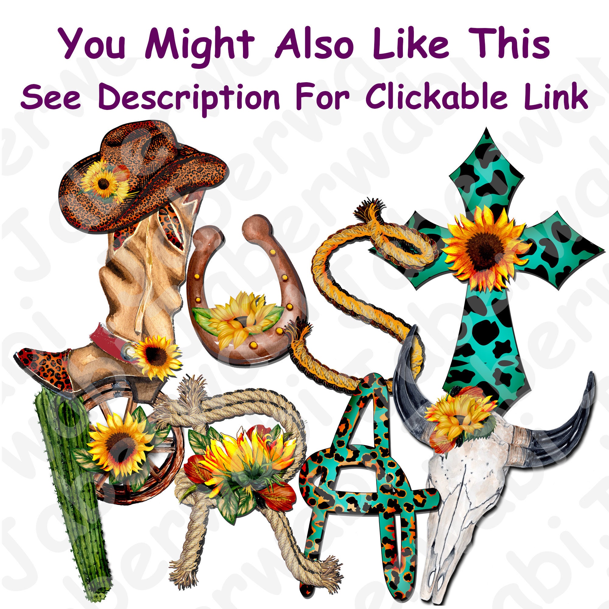 Western PNG Design Sunflower Animal Print Cowhide Unlimited Commercial