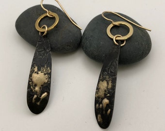 Black and Gold Dangle Earrings