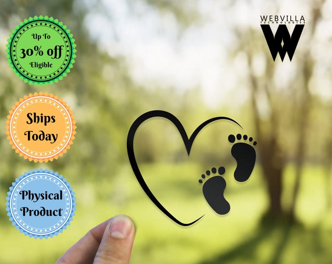 Baby Feet Heart Decal, Car Decal, Laptop Sticker, Phone Decal, Water ...