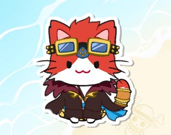 Eustass Kid Cat One Piece Sticker | Cute Anime Waterproof Stationery Sticker for Water Bottle Laptop Planner Journal