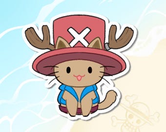 Chopper Cat One Piece Sticker | Cute Anime Waterproof Stationery Sticker for Water Bottle Laptop Planner Journal