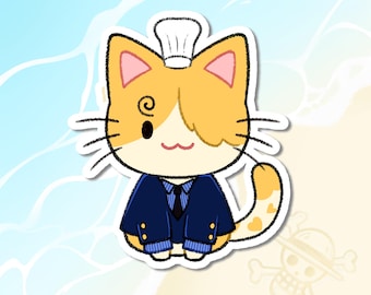 Sanji Cat One Piece Sticker | Cute Anime Waterproof Stationery Sticker for Water Bottle Laptop Planner Journal