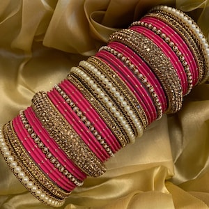 Pink and Gold Bangle Set - Indian / Pakistani. Sabyasachi inspired