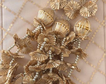 LISTO PARA ENVIAR - Accesorio para el cabello Parandi / Paranda / Dori / Punjabi Jaggo Sangeet dorado / Novia india