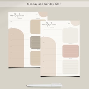 Weekly Planner | Minimalist Boho Weekly Planner | Printable Planner | Neutral Tone Planner | Weekly Schedules | Letter, A4, A5
