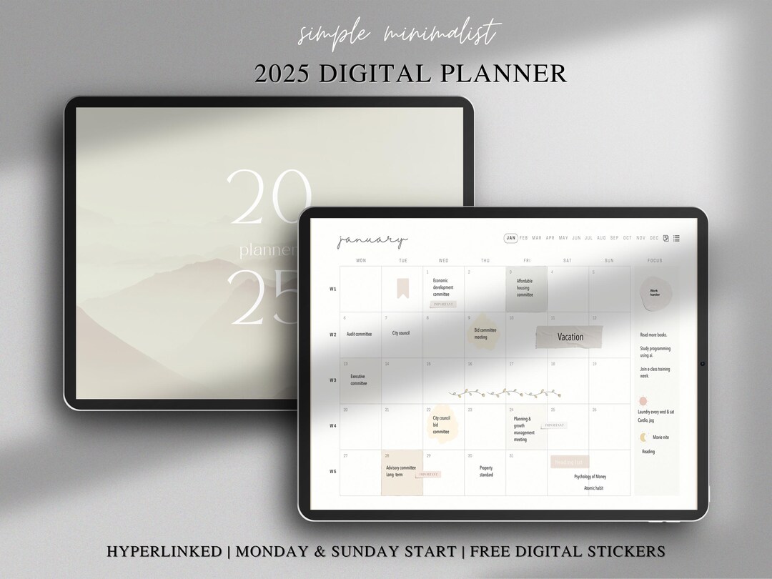 2025 Simple Minimalist Digital Planner Goodnotes Notability FREE ...