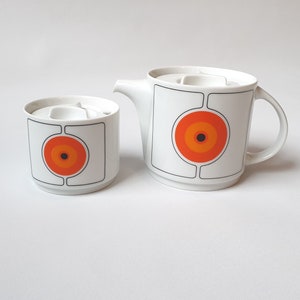 Vintage 1970-tals Thomas Germany Eclipse Tekanna & Stor Sockerskål – Samlarobjekt Mid Century Modern