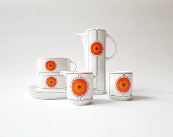 Servizio da caffè Thomas Germany Eclipse – Porcellana vintage arancione e nera anni '70