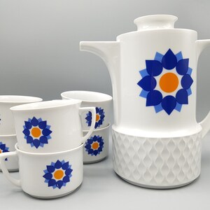 Vintage Schirnding Tekanna eller Kaffekanna med Matchande Koppar – 1970-tals Tysk Design