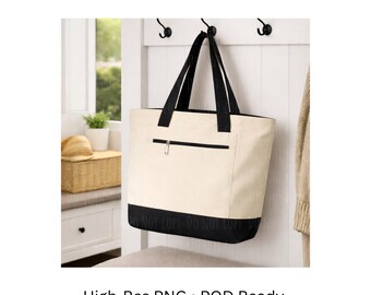 Schwarze Canvas-Einkaufstasche mit Reißverschluss Print Gelegenheit, Q1300 Print on Demand Mockup, Lifestyle Tote Mockup, zc1