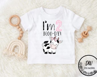 I'm Two Moody 2nd Birthday PNG for Birthday Shirt, Rustic Cow Print Second Birthday Tshirt Sublimation Design (Digital Download), cp4