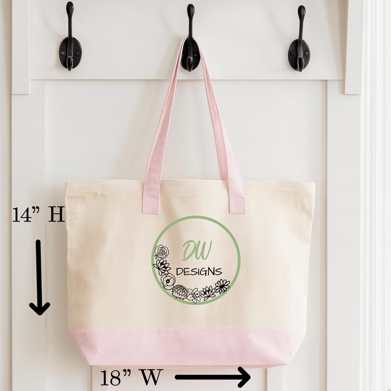Zippered Canvas Tote Bag Mockup, Print on Demand Mockup, Canvas Tote Dimensions Mockup