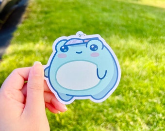 Frog with a Knife, Cute and Dangerous, Adorable Chibi Design, New Car Scent, Green Frog Air Freshener, Threatening Rain Froggie (1 count)