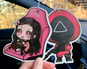 Car Air Freshener, Anime Inspired, JDM Scent, Chibi Design (WINTER 2021 RELEASE) (2 count)