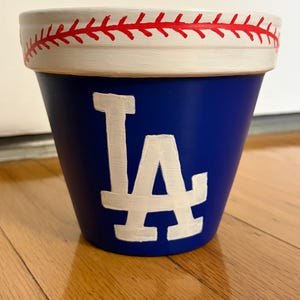 8 inch LA DODGERS hand painted terra cotta clay succulent flower planter pot