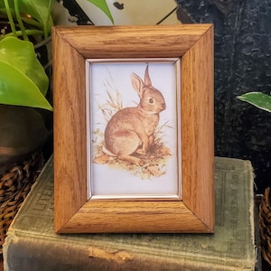 Vintage Wood Frame, Retro Wood Frame,  1980&#39;s Frame, Rustic Farmhouse, Cottagecore Decor, Mid Century Frame, Oak Wood Frame, Spring Decor