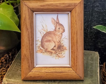 Vintage Wood Frame, Retro Wood Frame,  1980&#39;s Frame, Rustic Farmhouse, Cottagecore Decor, Mid Century Frame, Oak Wood Frame, Spring Decor