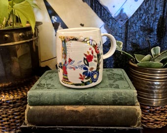 Anthropologie Starla Halfmann Initial D Floral Flowers Ceramic Coffee Tea Mug Christmas Mug Gift