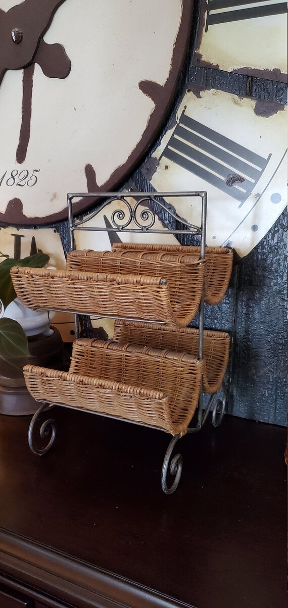 Wicker Wine Rack Rattan Wine Rack Wine Bottle Holder Mid Etsy