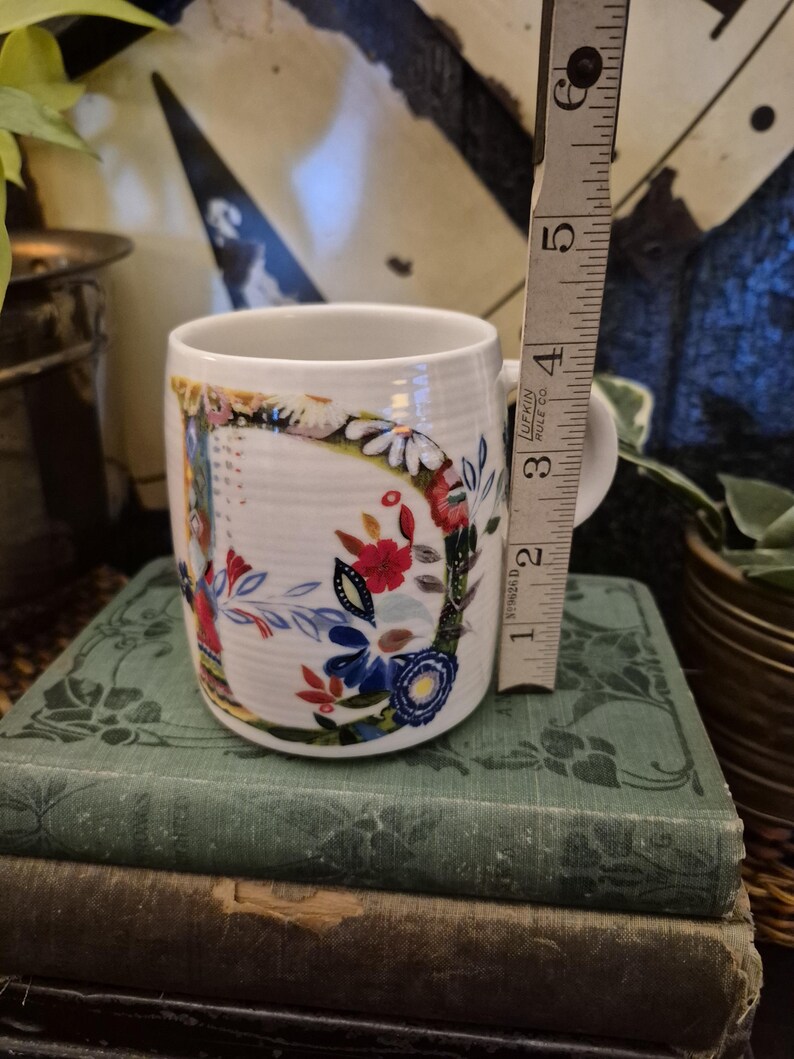 Anthropologie Starla Halfmann Initial D Floral Flowers Ceramic Coffee Tea Mug Christmas Mug Gift bild 8