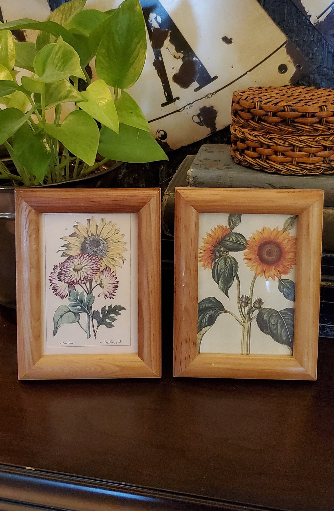 Vintage Oak Picture Frames 3.5x5 Wood Frames Set of Etsy