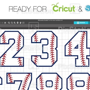 four layers baseball numbers with stitches svg