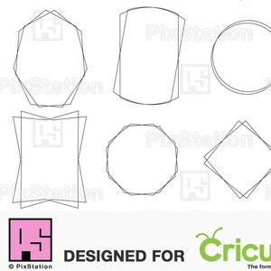 Geometric Frames SVG: Heart, Diamond, Circle Clipart (Digital Download)