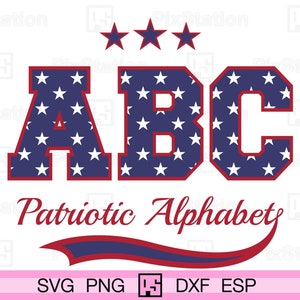 Varsity patriottische alfabet svg, patriottische letters en cijfers png, 4 juli USA Stars vlag varsity alfabet voor Cricut Silhouette | ps206